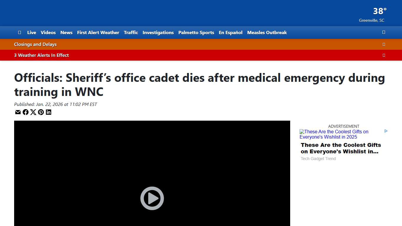 Officials: Sheriff’s office cadet dies after medical emergency during training in WNC